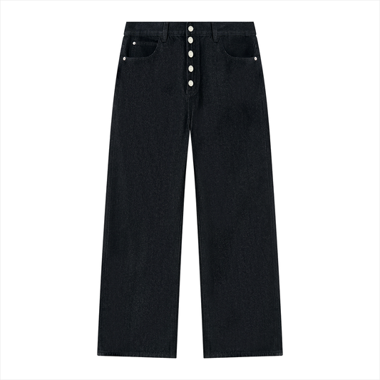 Men's Vintage Wash Wide Leg Denim Jeans